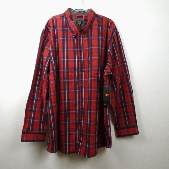 Lee Button Front Shirt Men's Size 3XL Red Plaid Long Sleeve - Picture 1 of 11